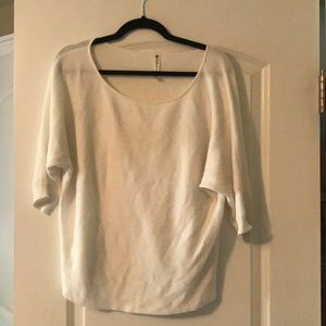 White Fabletics Quarter Sleeve Sweater